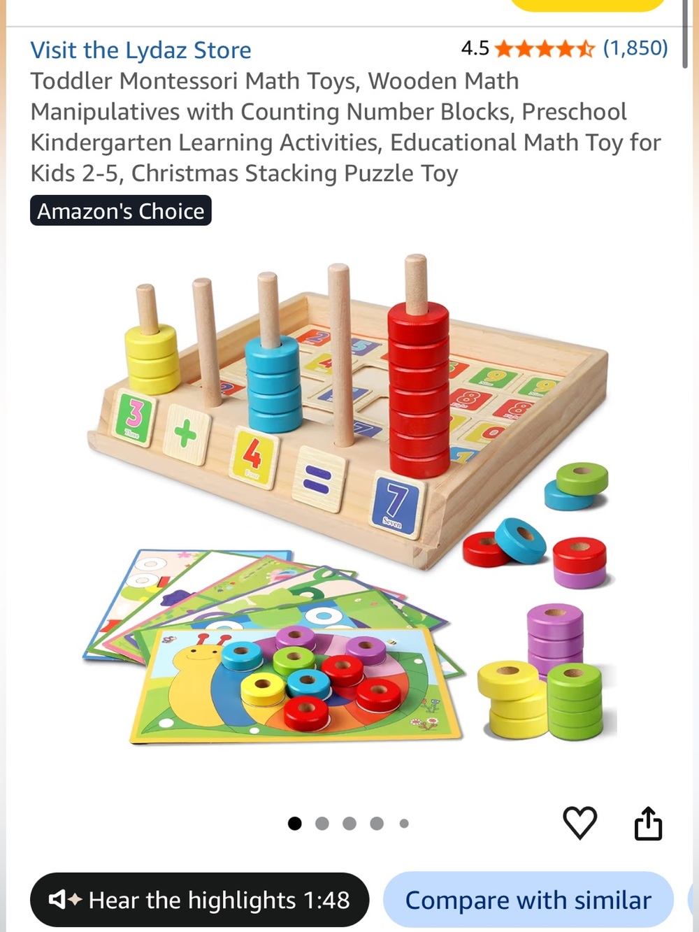Wooden Montessori Stacking Math Toy Set for Kids - Multicolor